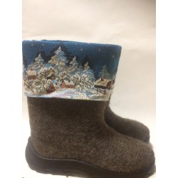 Felt boots gray with  polyurethane soles