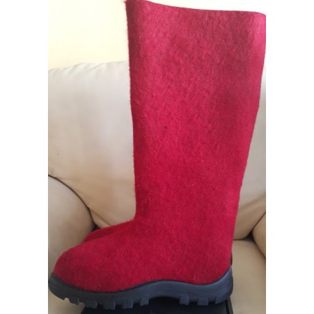 Felt boots red, 38 size